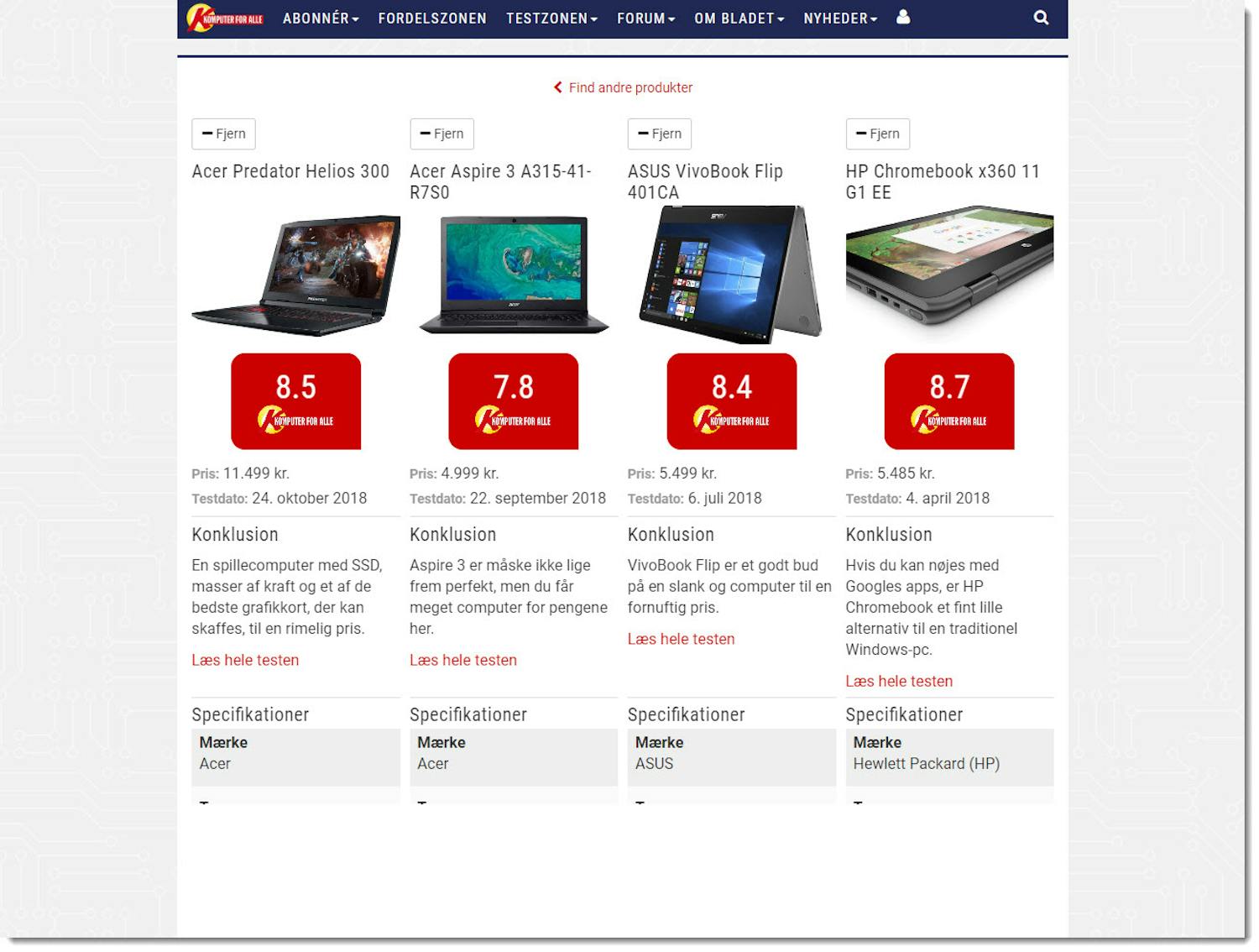 Test og anmeldelser i Testzonen